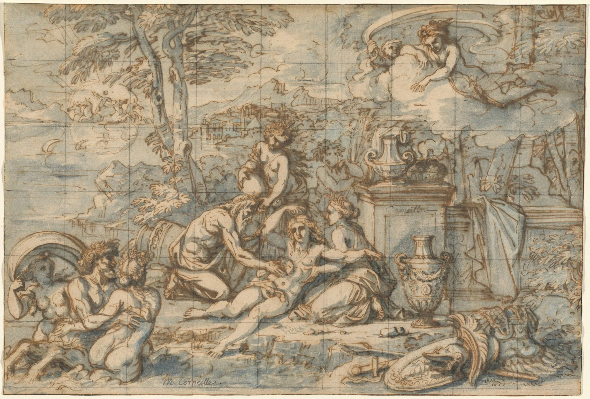 The Purification of Aeneas, by Michel Corneille, ink, 1663