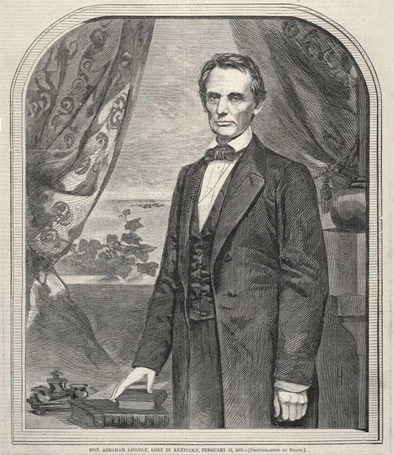 Hon. Abraham Lincoln, Born in Kentucky, February 12, 1809, by Winslow Homer, 1860