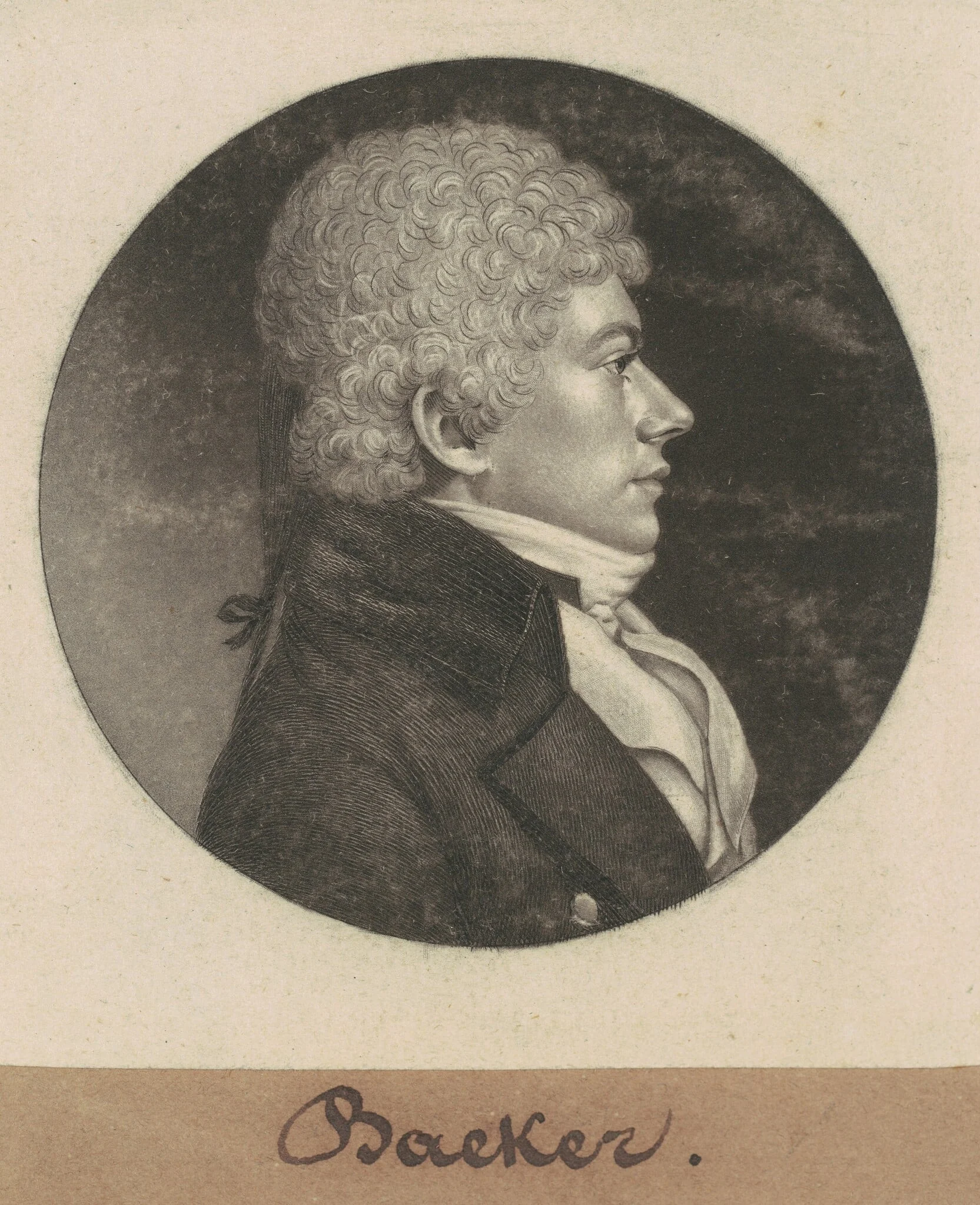 Baeker, by Charles Balthazar Julien Févret de Saint-Mémin, ink, 1799