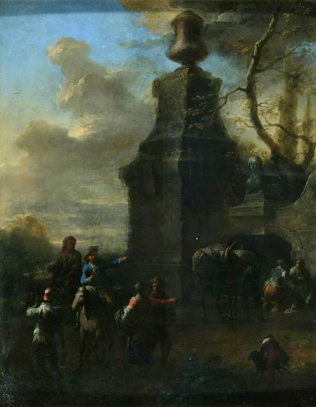 Figures near a Mausoleum
