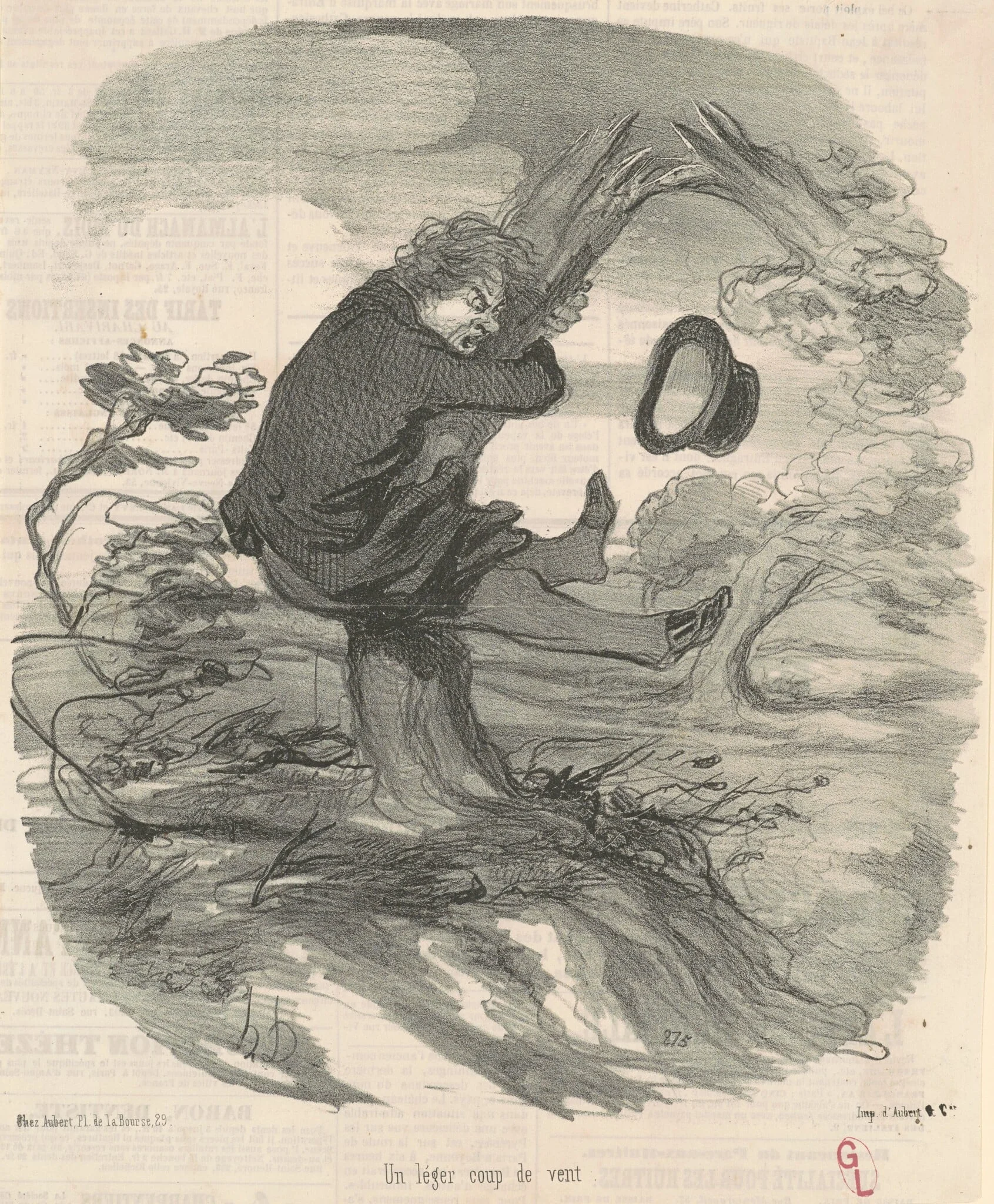 Un léger coup de vent, by Honoré Daumier, ink, 1846