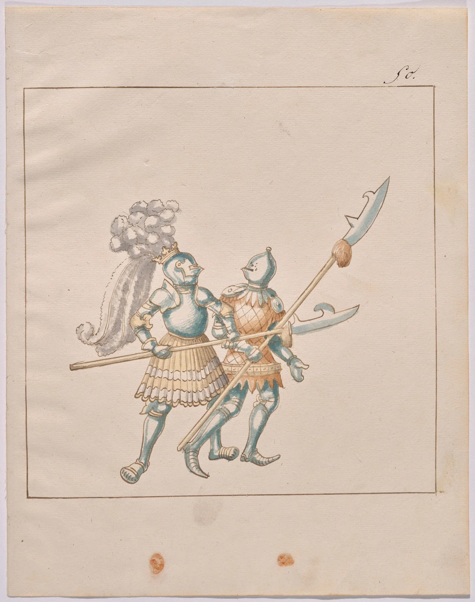 Foot Combat with Glaives, by German 16th Century, ink, 1514