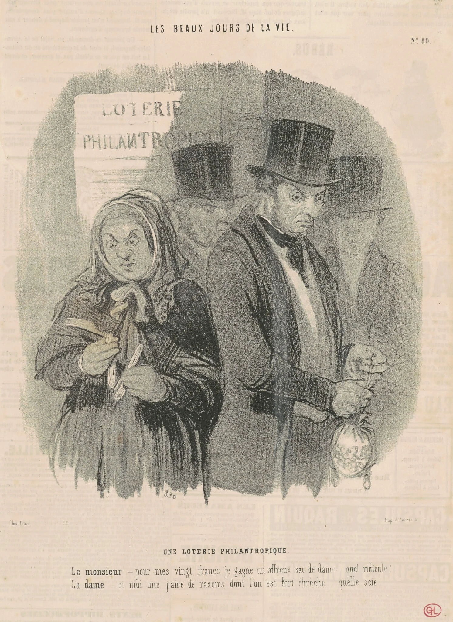 Une loterie philantropique, by Honoré Daumier, ink, 1845