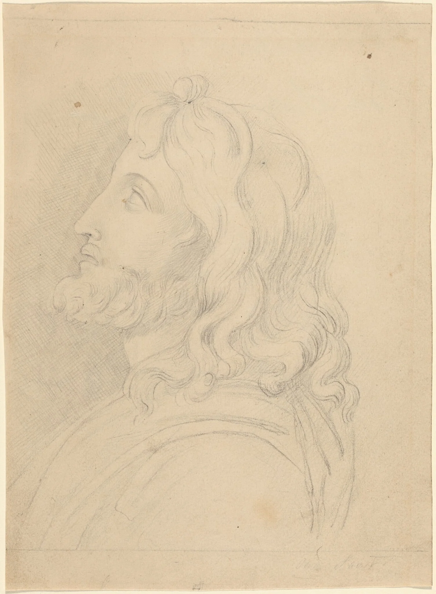 Bust of a Bearded Man Looking Up, by John Flaxman, graphite, 1790