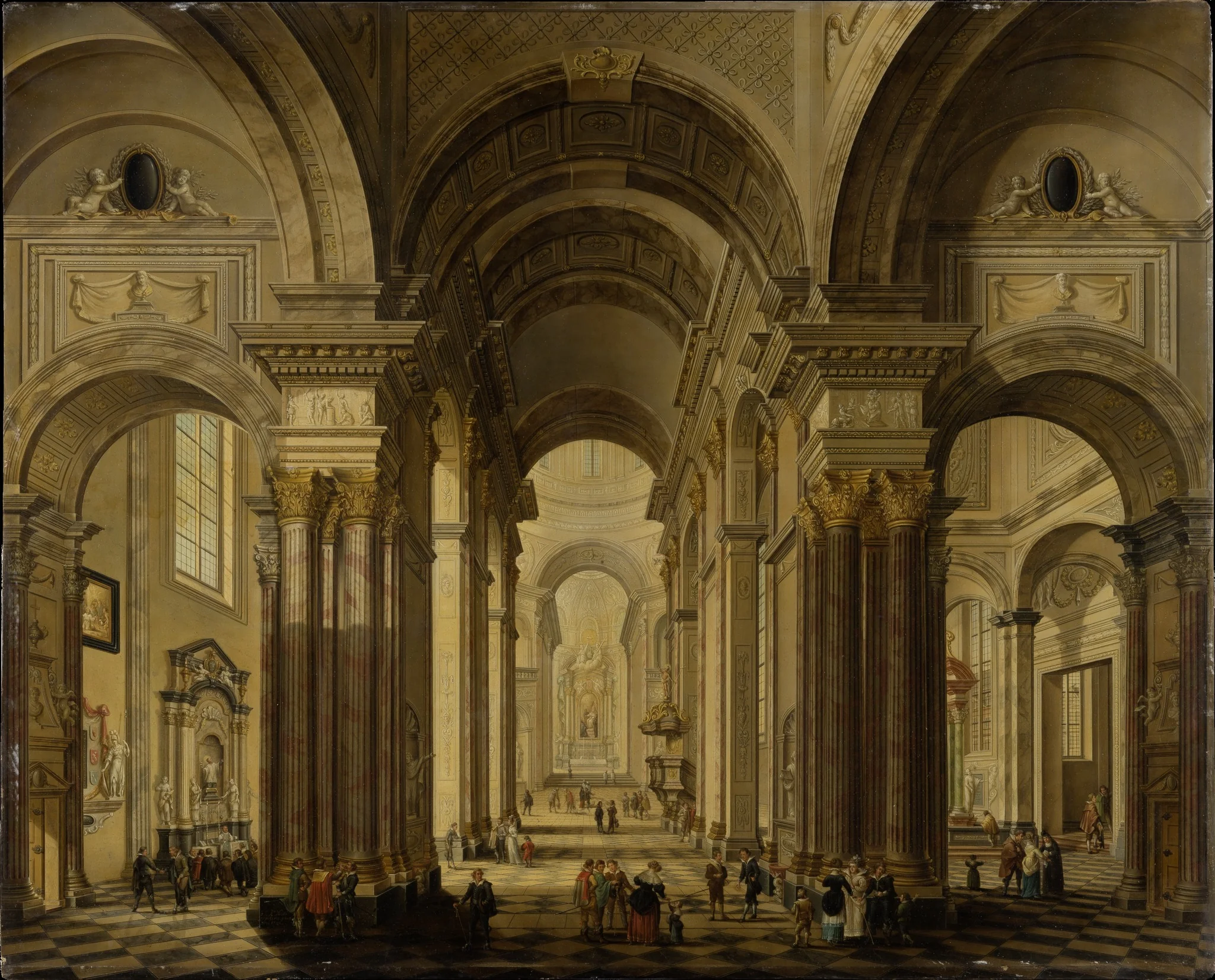 Interior of a Baroque Church, by Johann Ludwig Ernst Morgenstern, oil, 1796