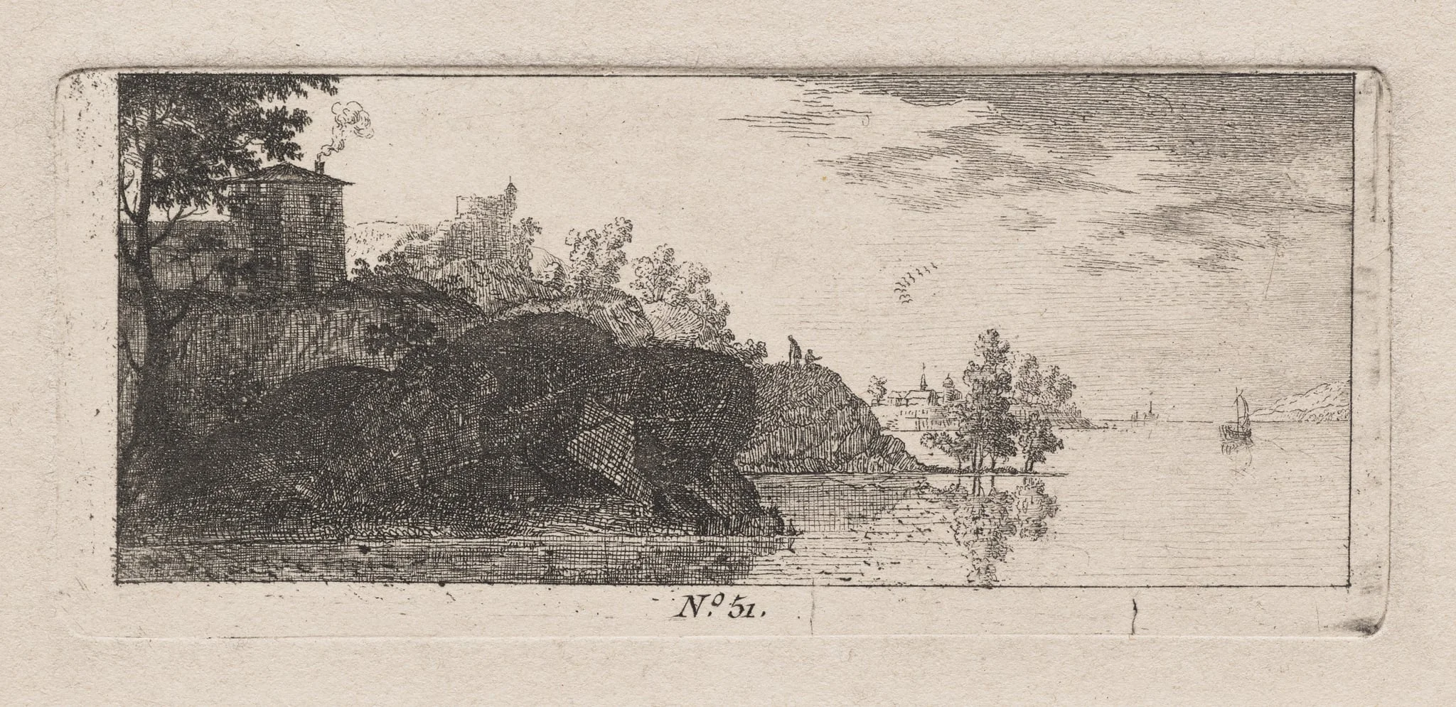 Cottage on a Rocky Promentory along a River