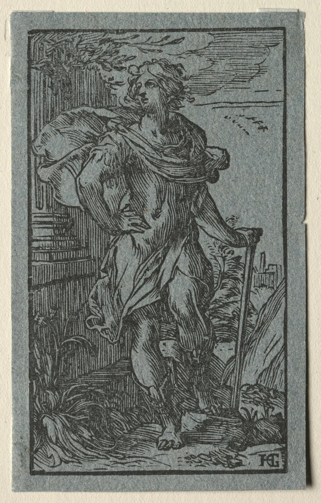 Young Man Standing with a Cane, by Hendrik Goltzius, 1598