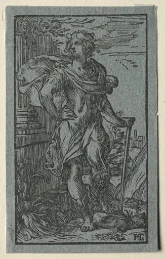 Young Man Standing with a Cane