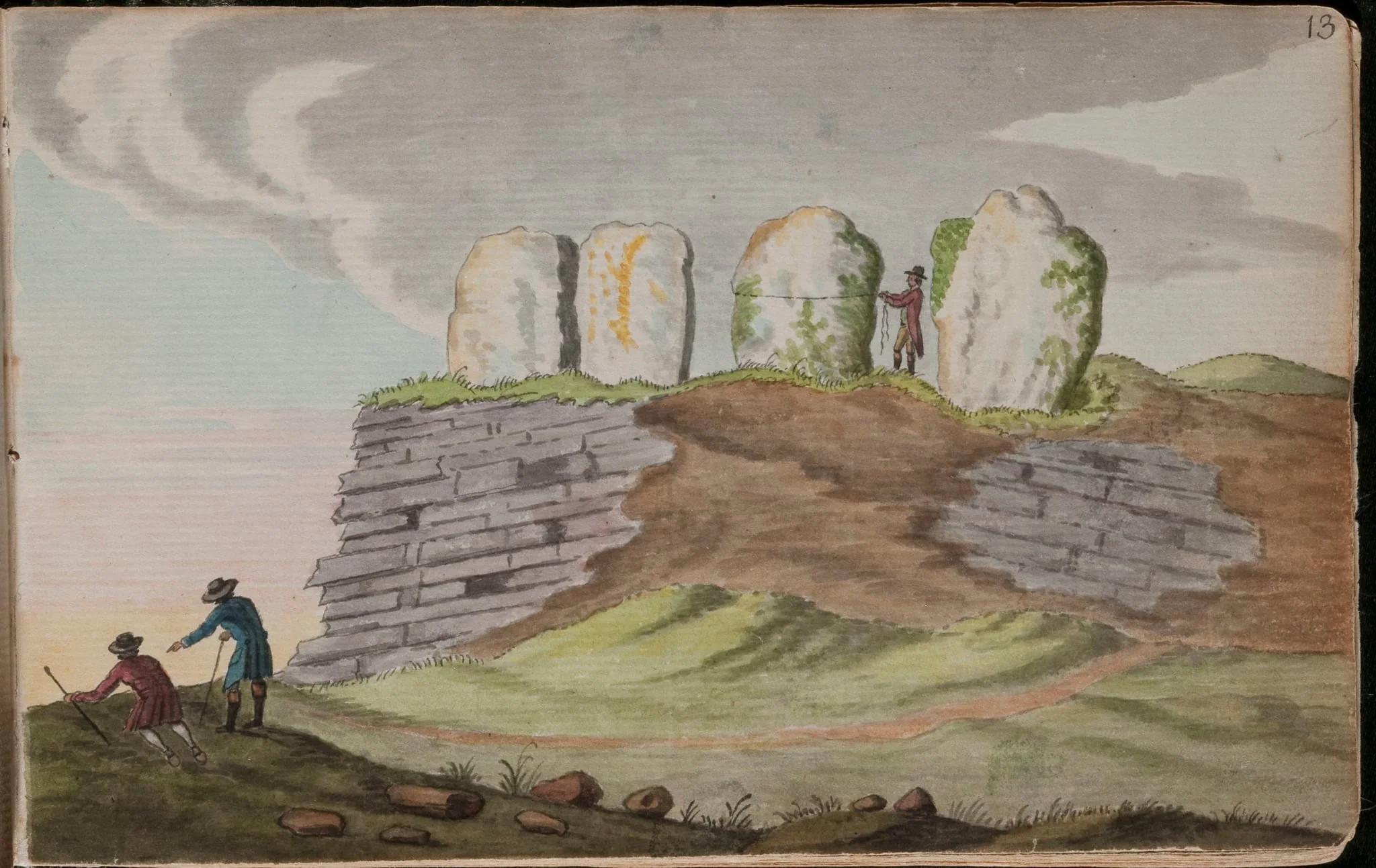 View of the remains of a druidical monument at Douth [Dowth], Co[unty] of Meath, 2 miles from Slane, & 24 miles from Dublin [...]