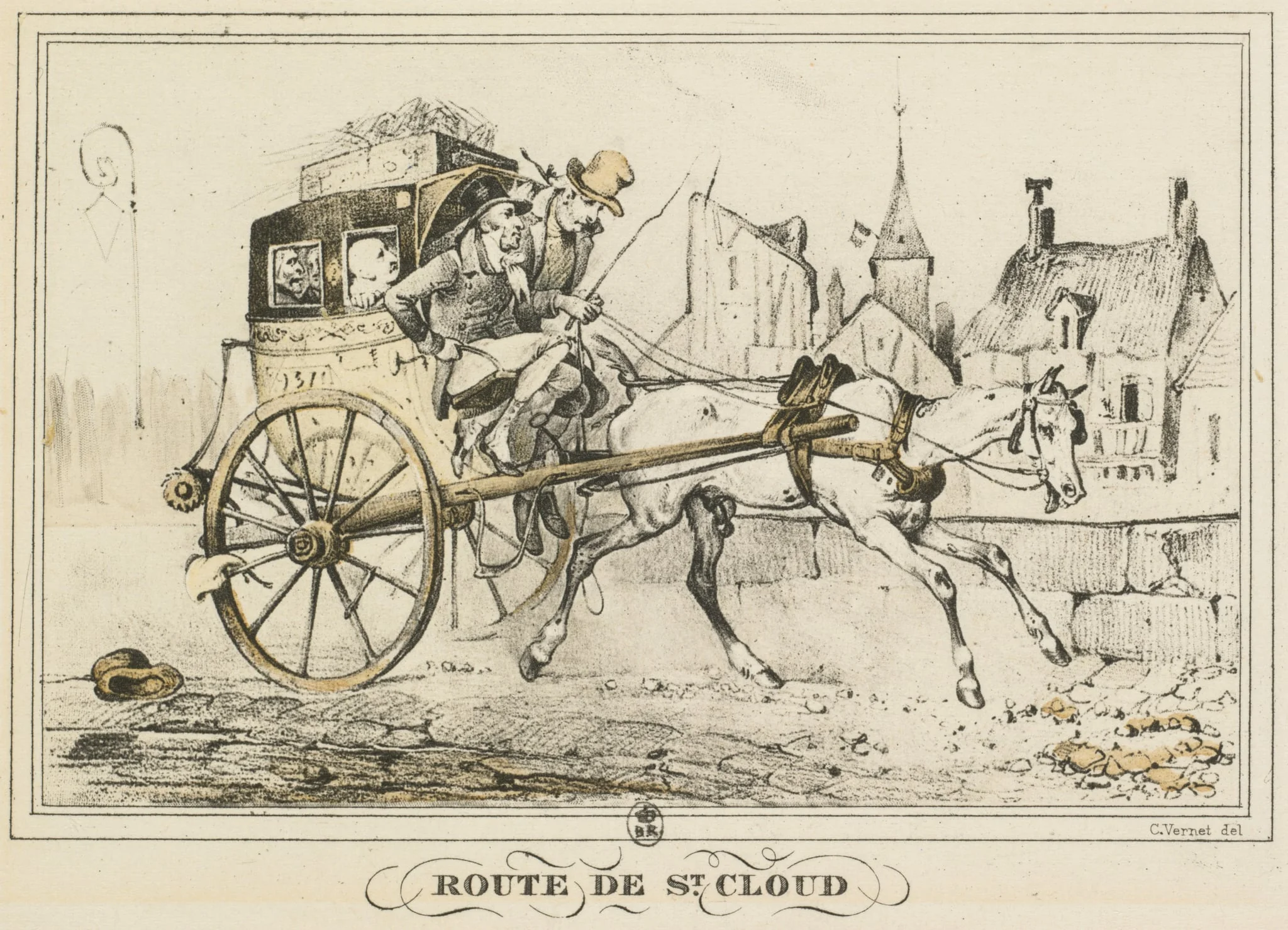 Scenes of Daily Life, Roads and Paths: Road to Saint-Cloud (Scènes de la vie quotidienne, Route et Chemins: Route de Saint-Cloud), by Carle Vernet, 1816