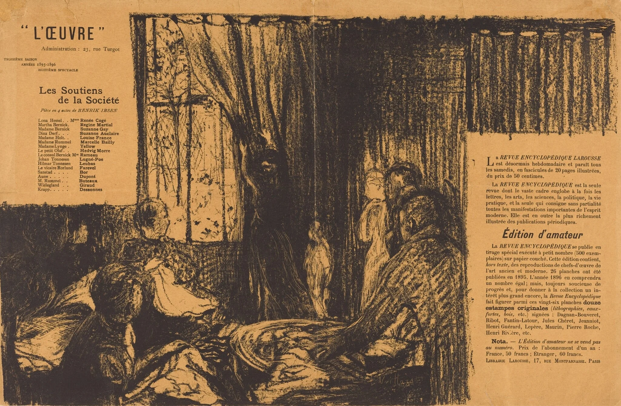 Les Soutiens de la société, by Édouard Vuillard, ink, 1896