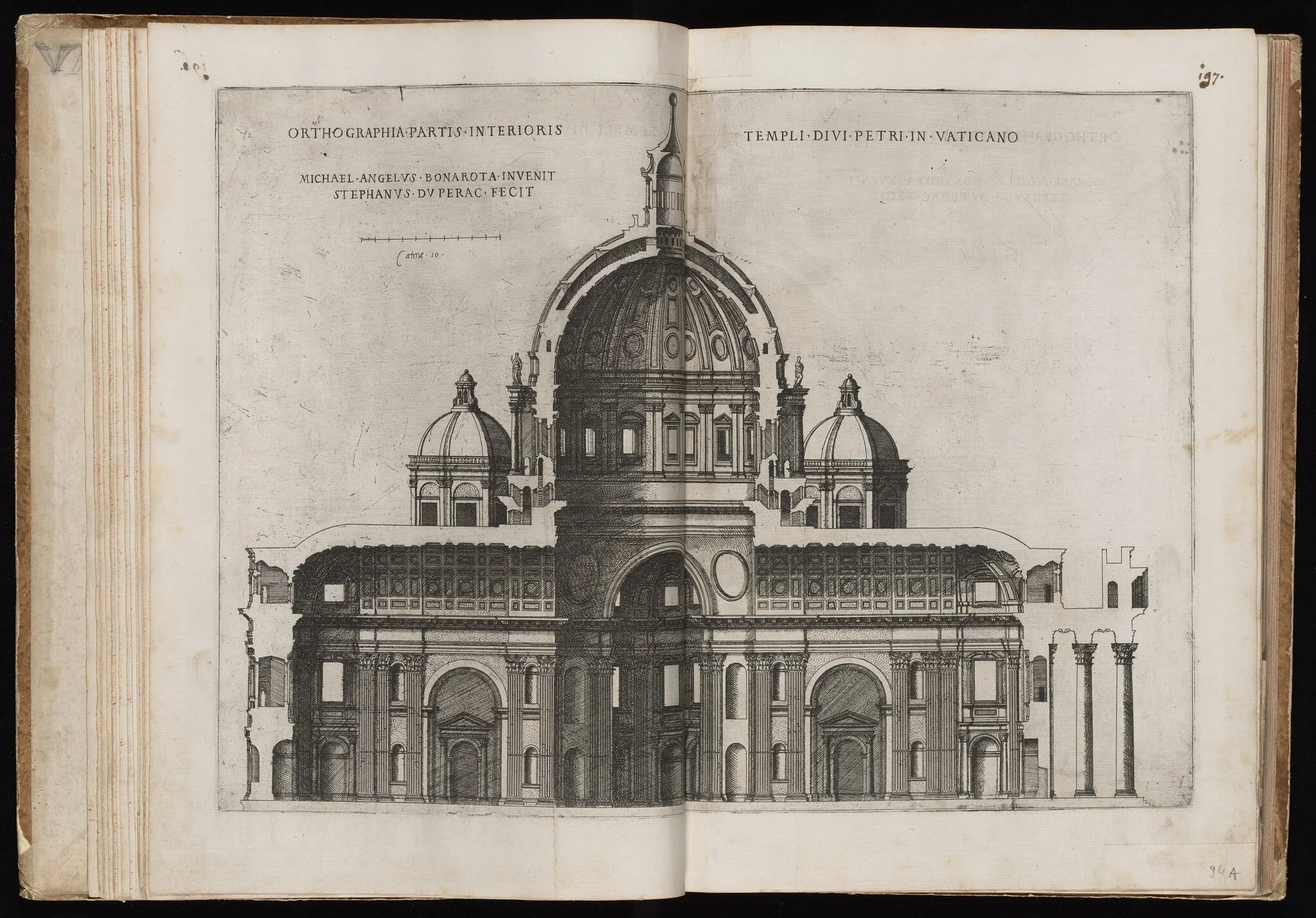 Orthographia Partis Interioris Templi Divi Petri [Interior View of Saint Peter's Basilica], by Étienne Dupérac, ink, 1544