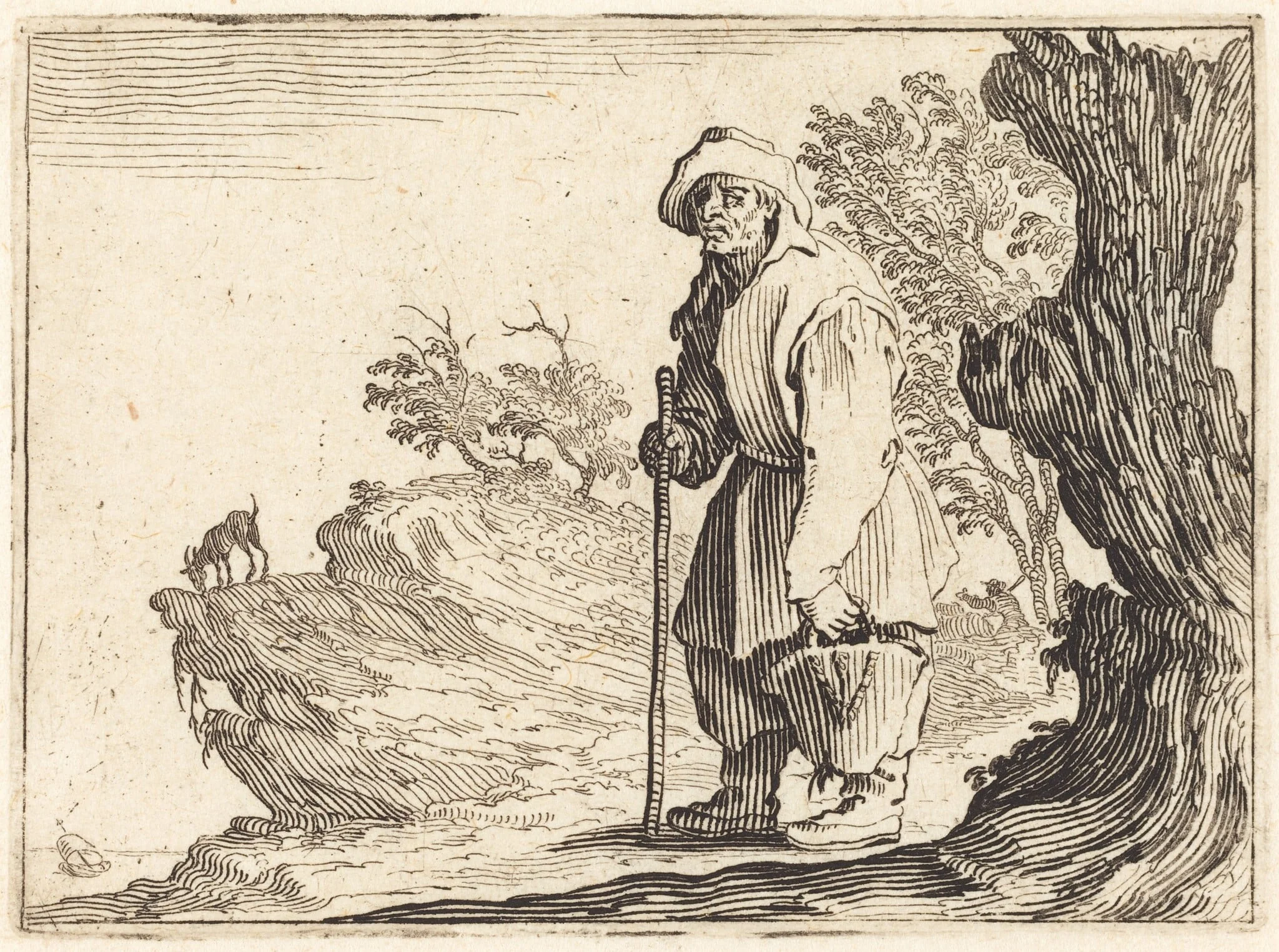 Peasant with Sack, by Jacques Callot, ink, 1622