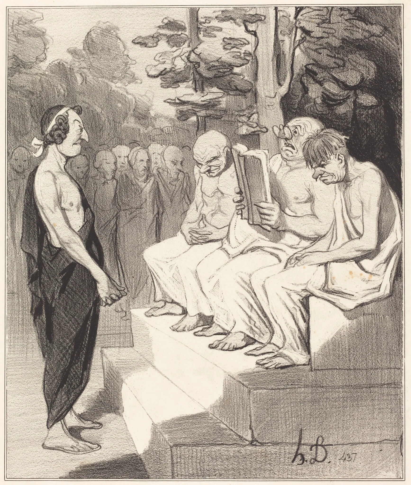 Télémaque interrogé par les sages, by Honoré Daumier, ink, 1842