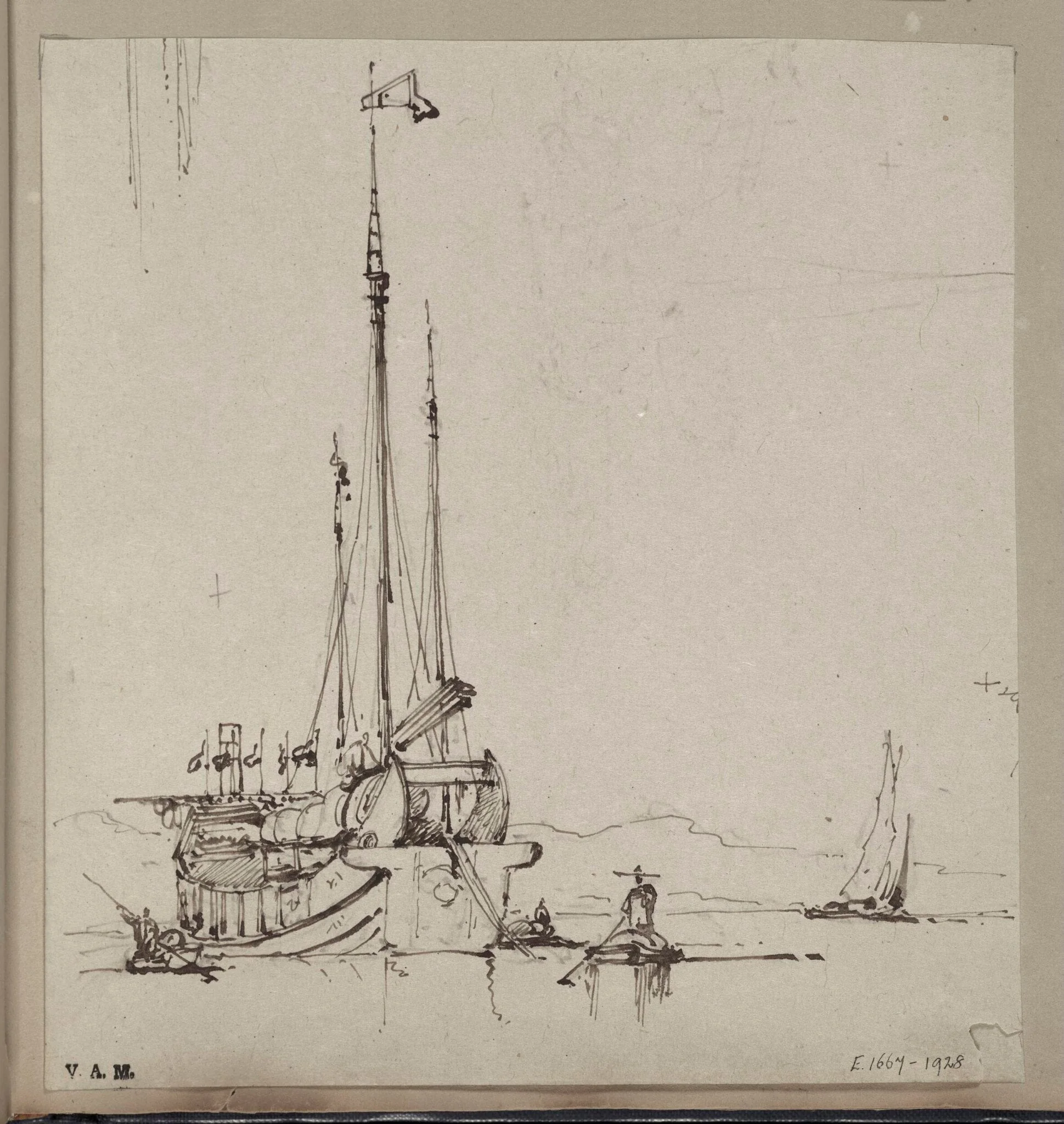 A junk with smaller craft, by George Chinnery, 19