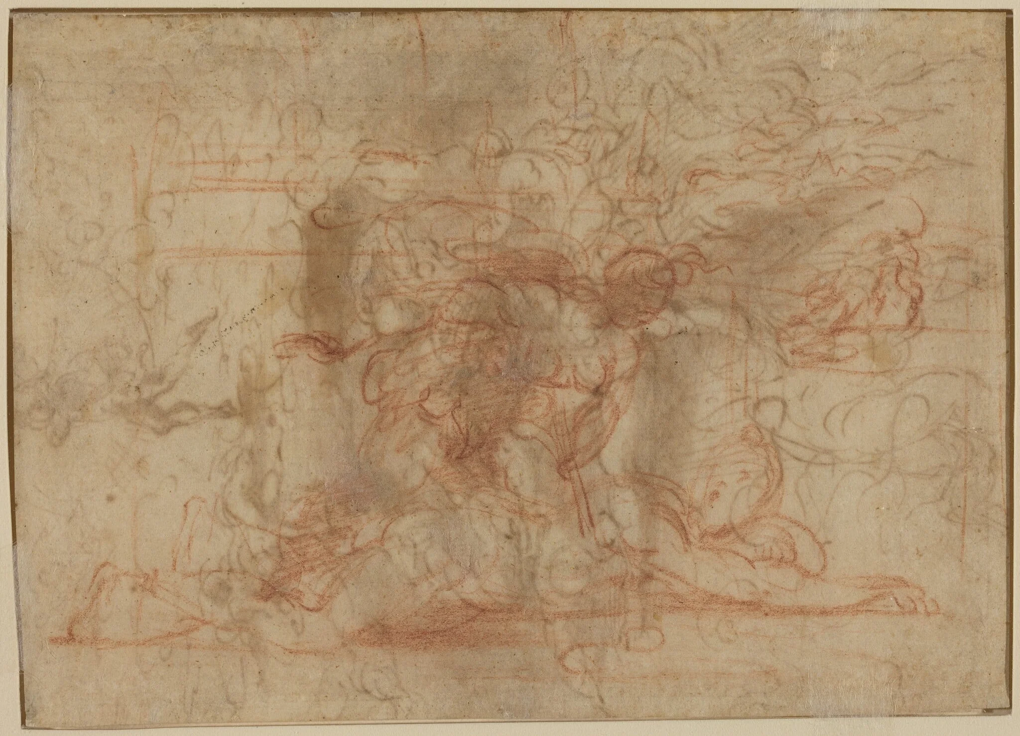 Jael and Cisera? [verso], by Parmigianino, chalk, 1526