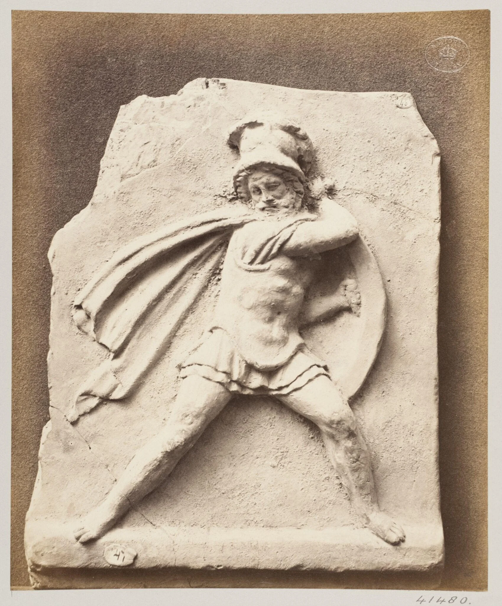 Fighting Warrior, bas-relief in terra cotta, by Louise Laffon, photographic, 1864