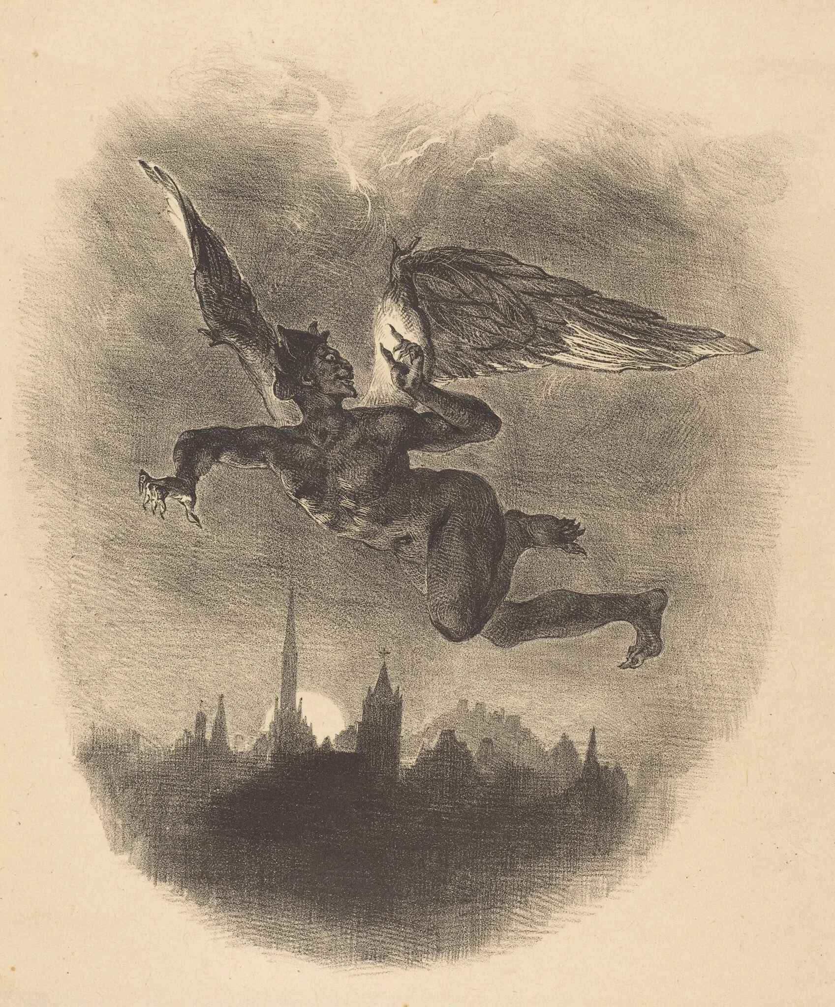 Mephistopheles in the Air, by Eugène Delacroix, ink, 1828