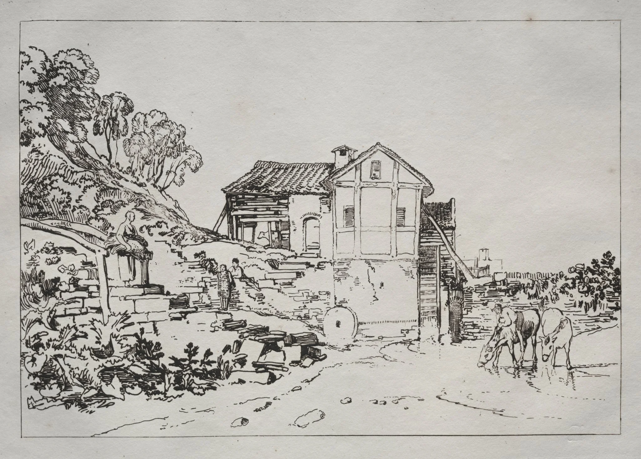 Liber Studiorum:  Watermill, by Joseph Mallord William Turner, 1823