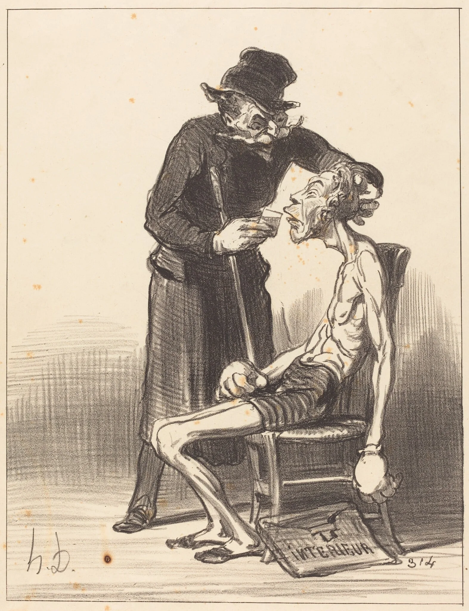 Un Lutteur malheureux, by Honoré Daumier, ink, 1851