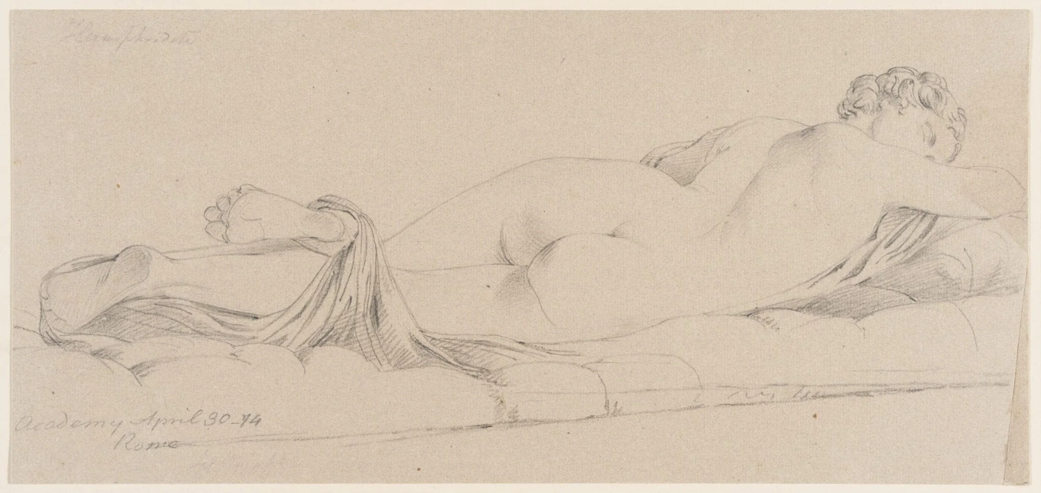 Reclining Hermaphrodite, by Joseph Wright, 1750