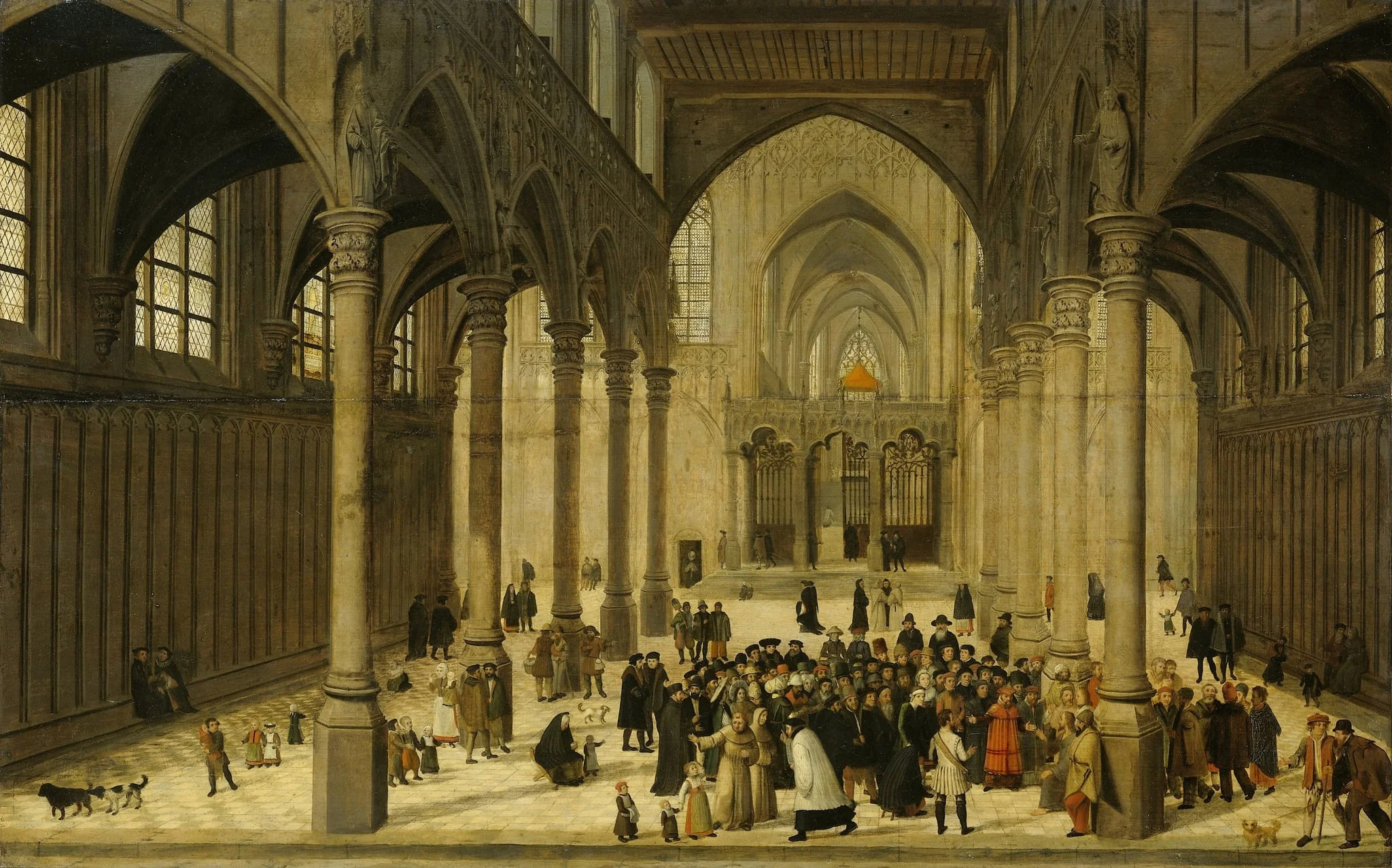 Church Interior with Christ Preaching to a Congregation, by Unknown, unspecified, 1558