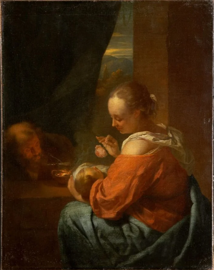 Holy Family, by Godfried Schalcken, oil, 1665