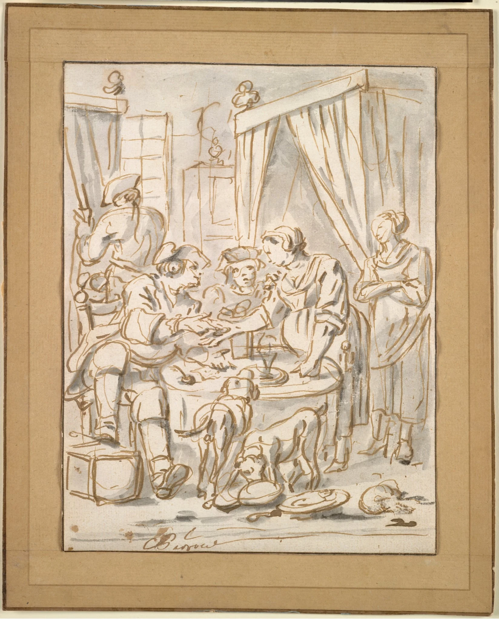 Interior Scene with Soldiers at a Table, by Charles Parrocel, 1735