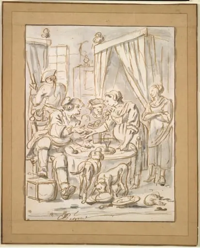 Interior Scene with Soldiers at a Table