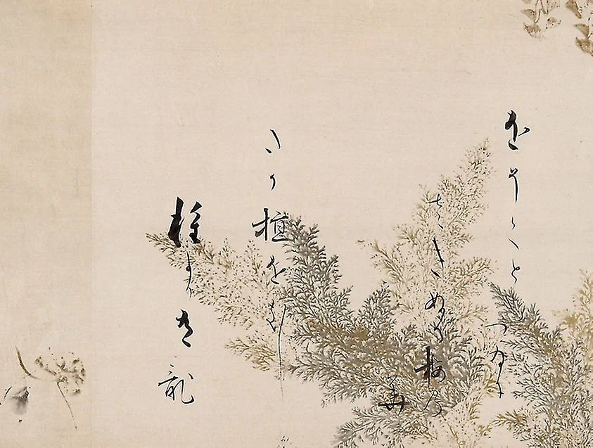 A Poem from the Shin Kokinshu with Design of Shinobugusa Grasses, by Unknown, unspecified, 1607