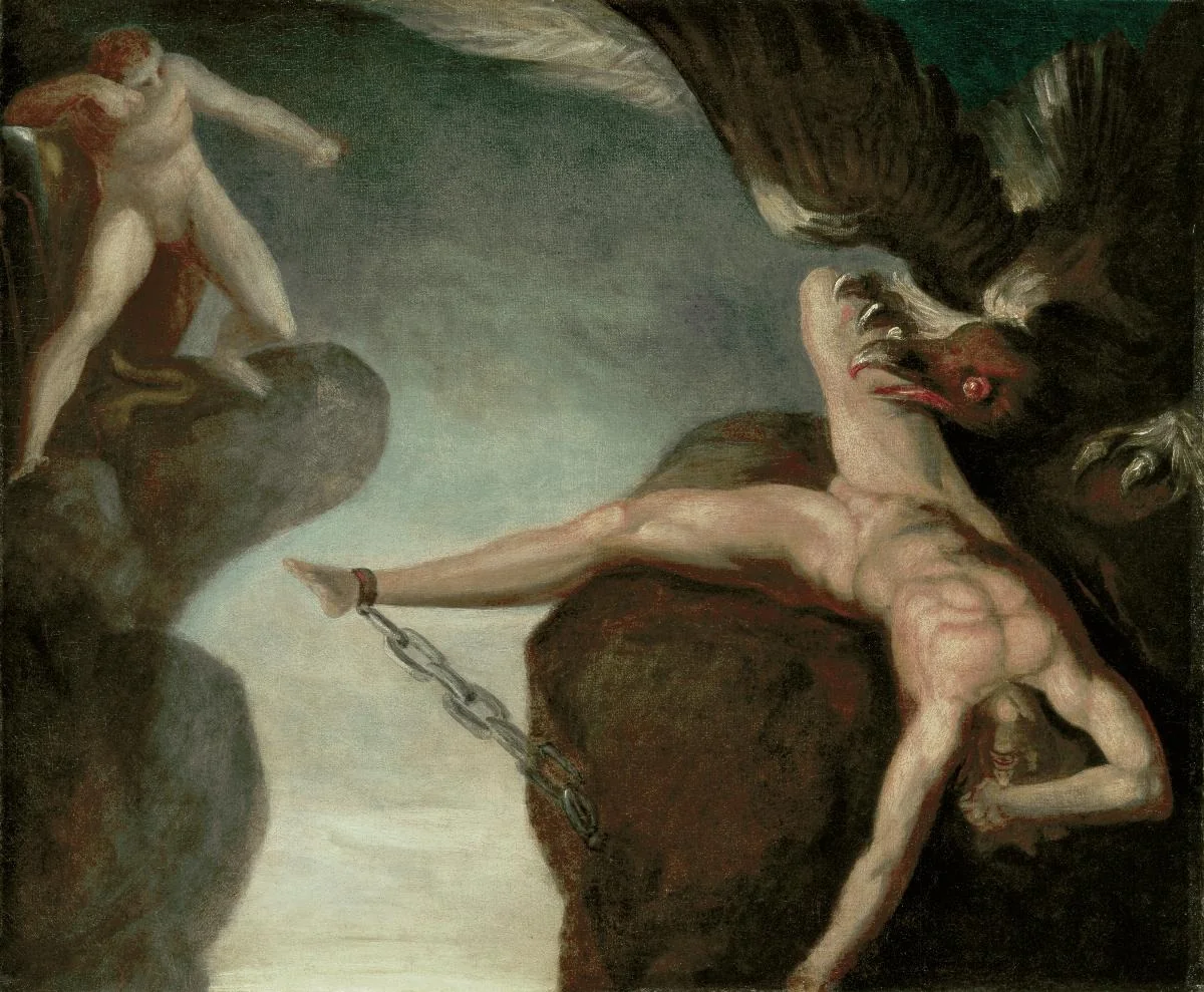 Herakles erlegt den Adler des Prometheus, by Henry Fuseli, oil, 1792