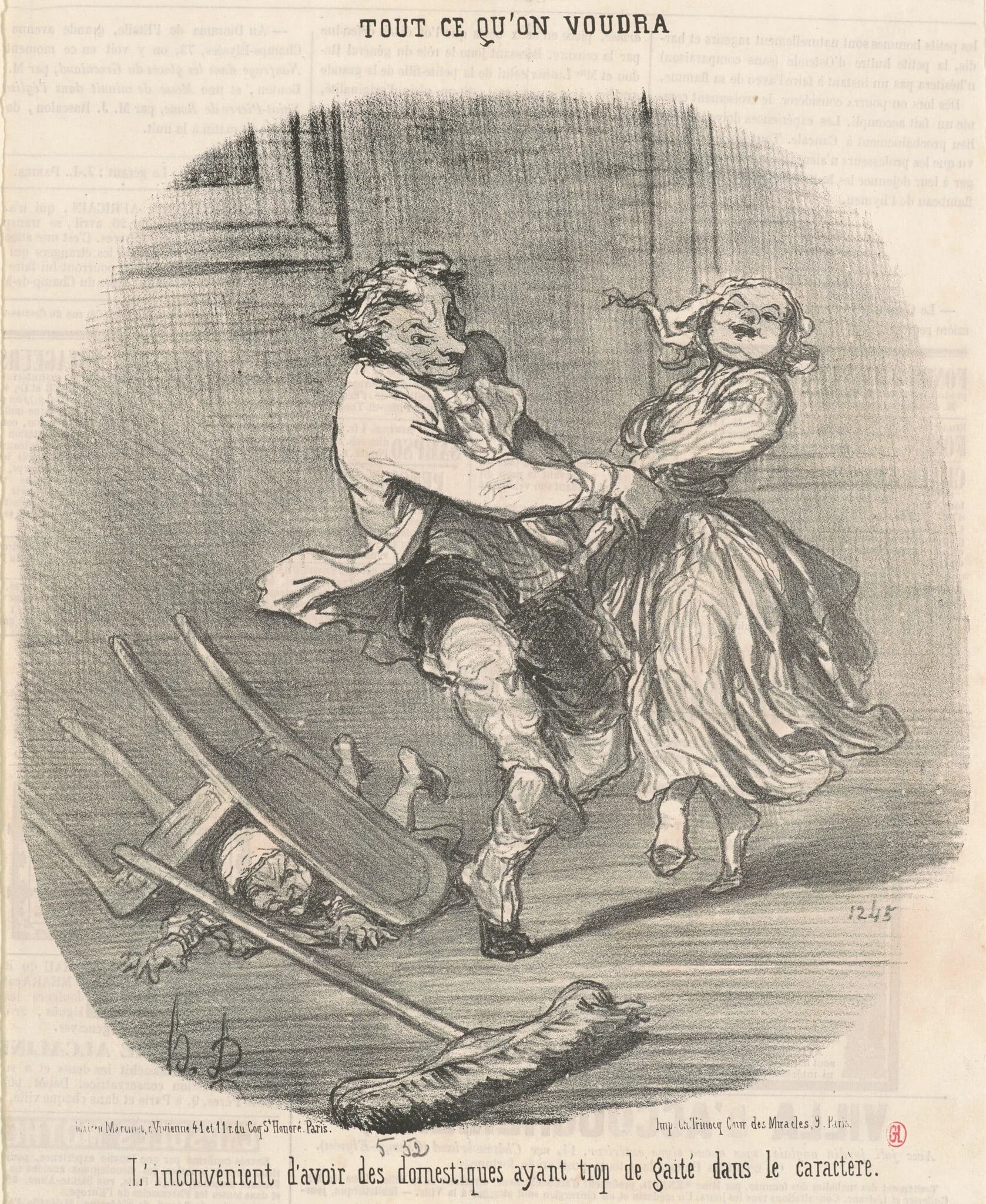 L'inconvénient d'avoir des domestiques ..., by Honoré Daumier, ink, 1852