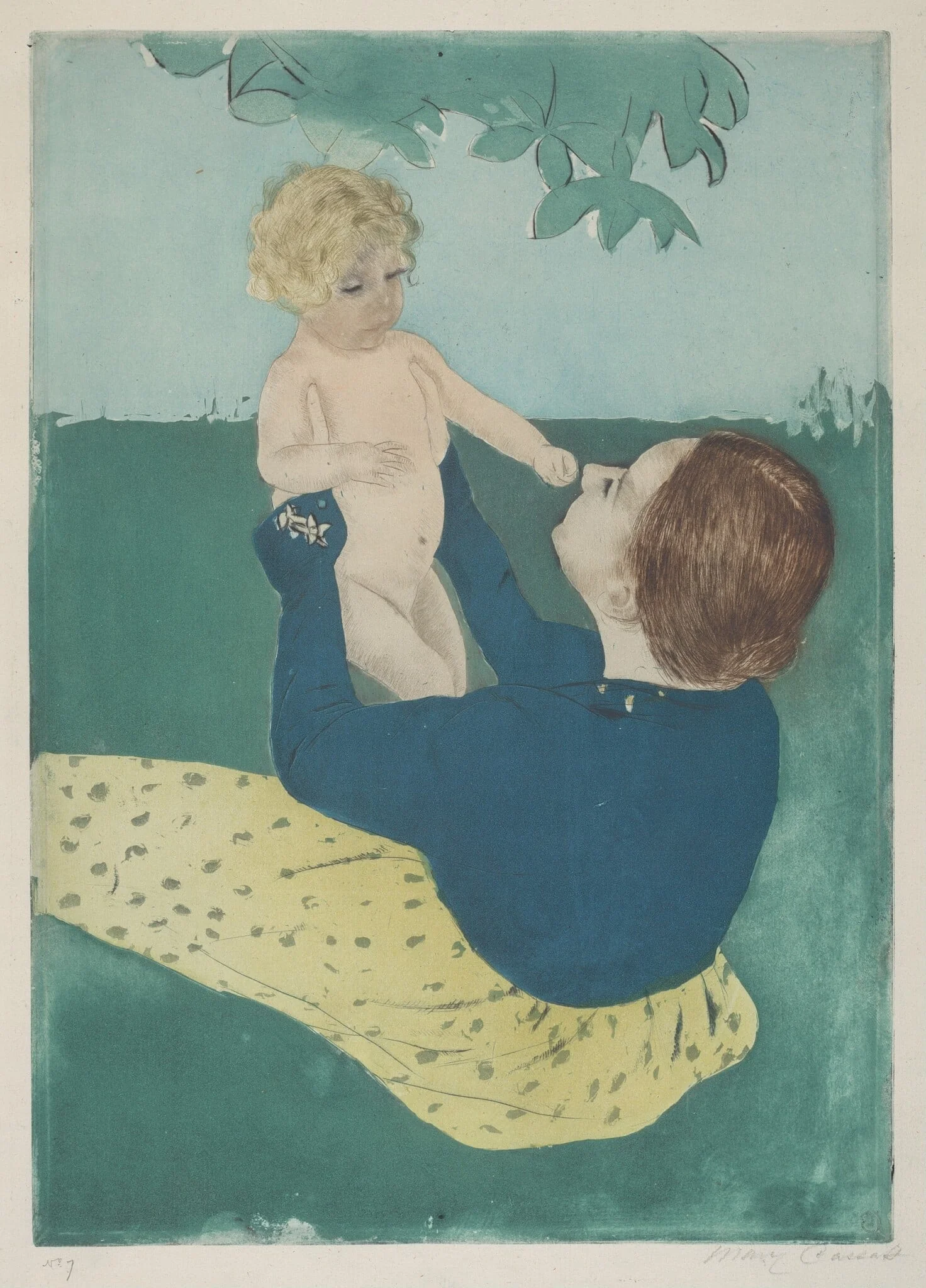 Under the Horse-Chestnut Tree, by Mary Cassatt, ink, 1896