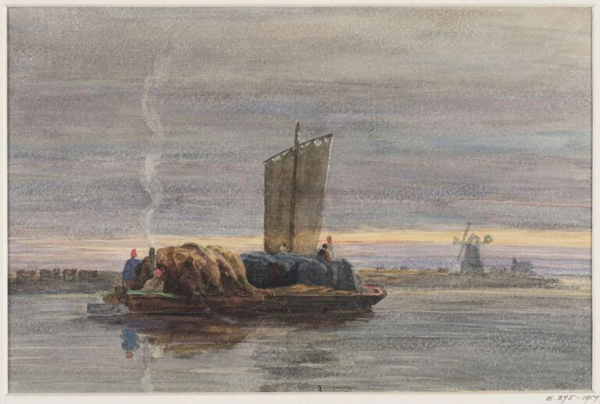 River Scene with Hay Barge