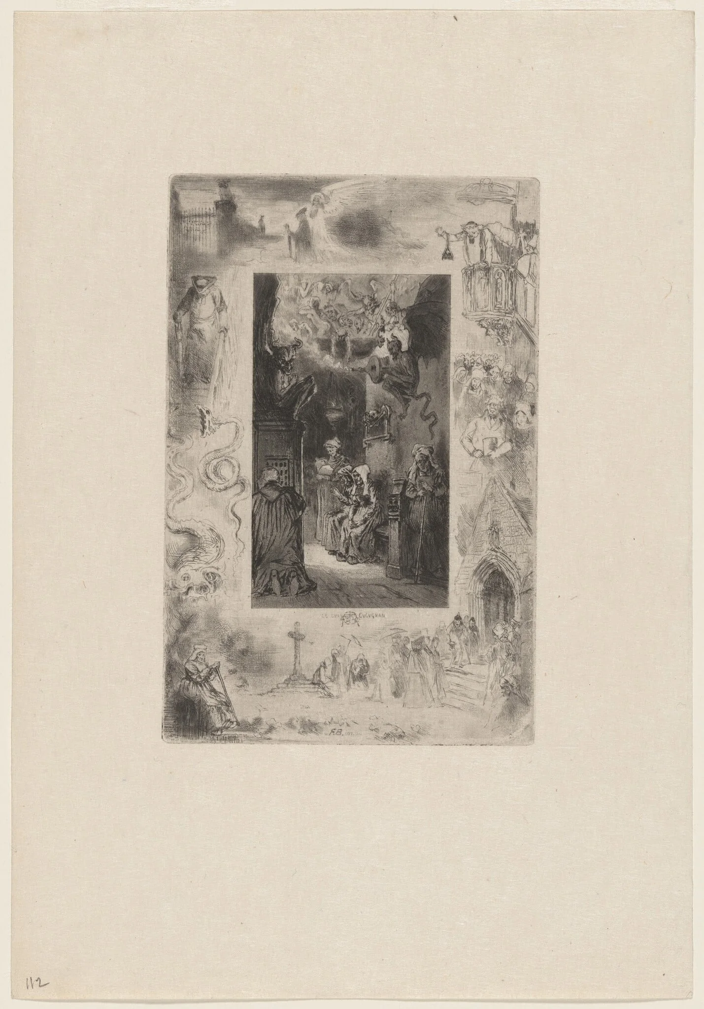 La Cure de Cucagnan, by Félix-Hilaire Buhot, ink, 1879