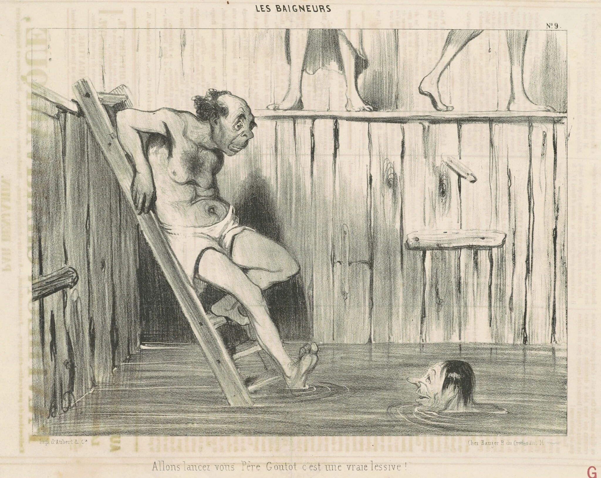 Allons lancez vous père goutot..., by Honoré Daumier, ink, 1839
