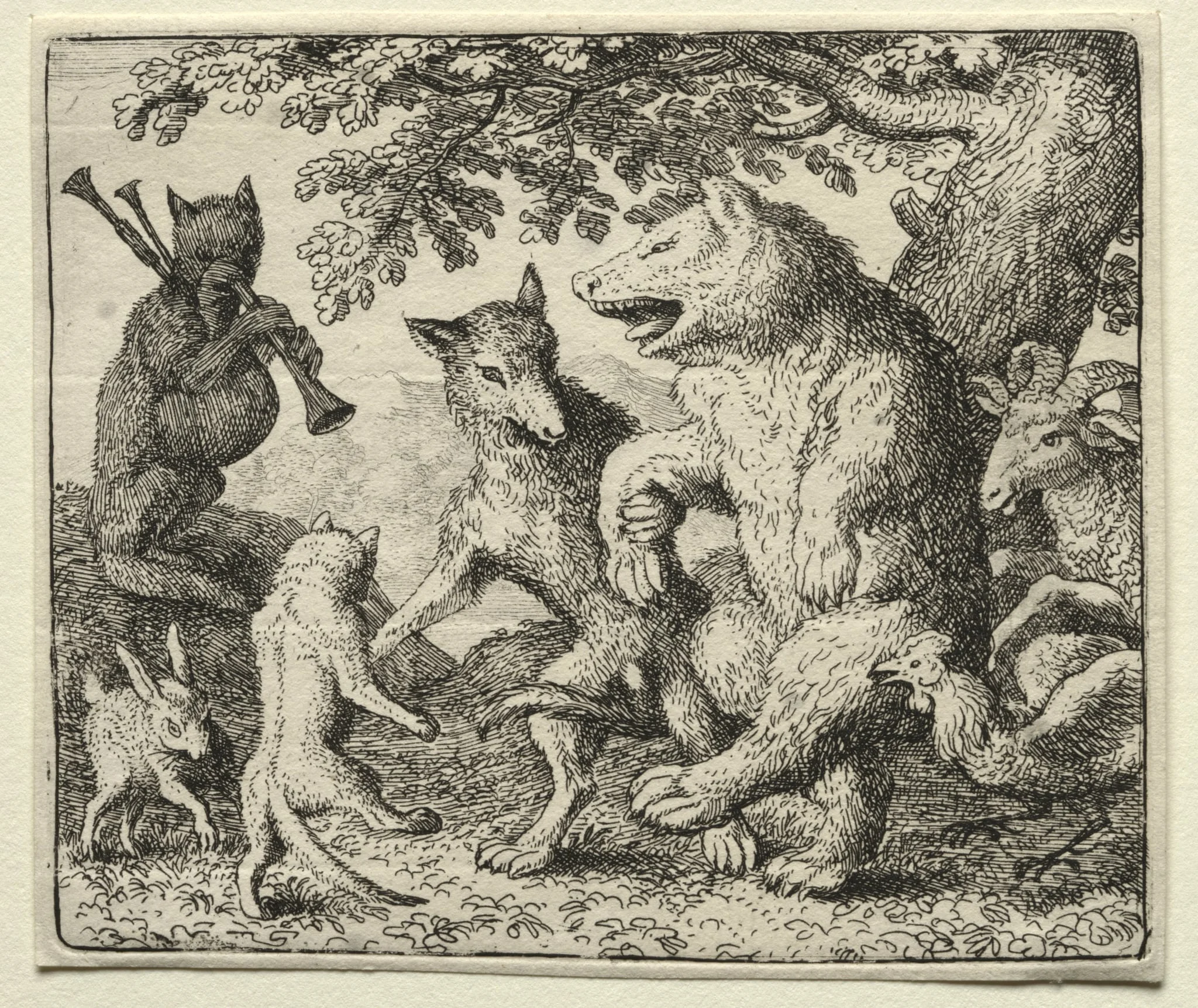 Reynard the Fox:  The Wolf and the Bear Celebrate Their Freedom, by Allart van Everdingen, 1662