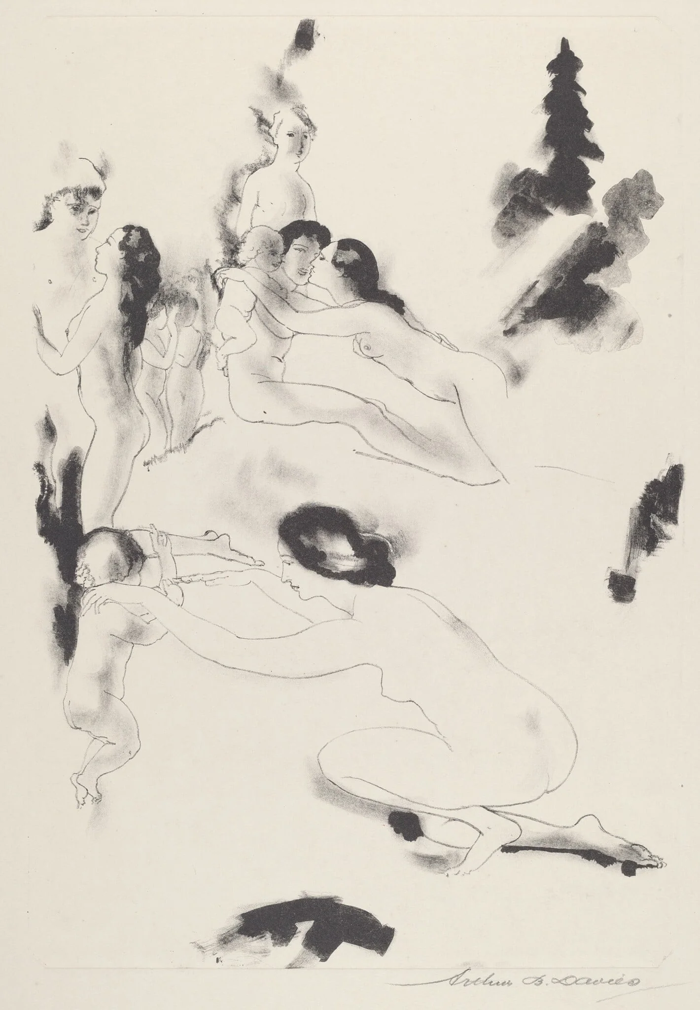 Orchard of Bounties, by Arthur Bowen Davies, ink, 1920