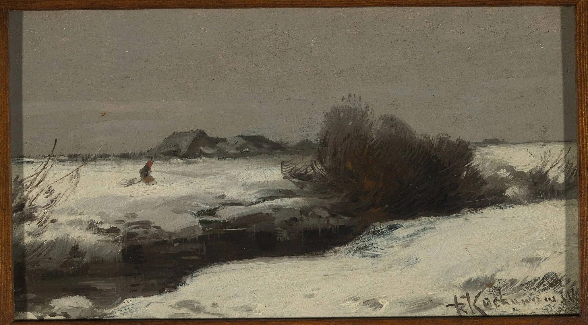 Winter landscape with a stream