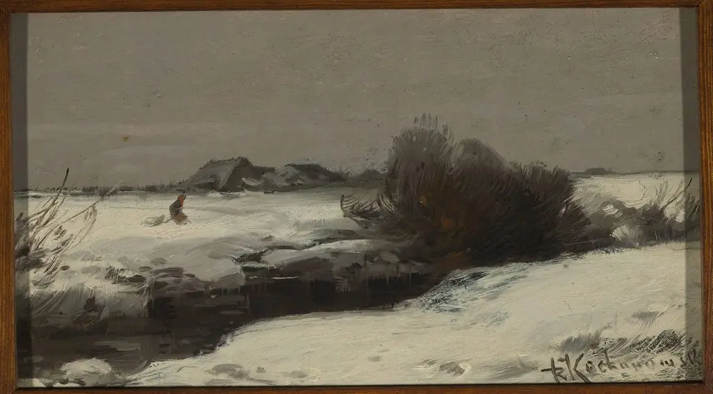Winter landscape with a stream