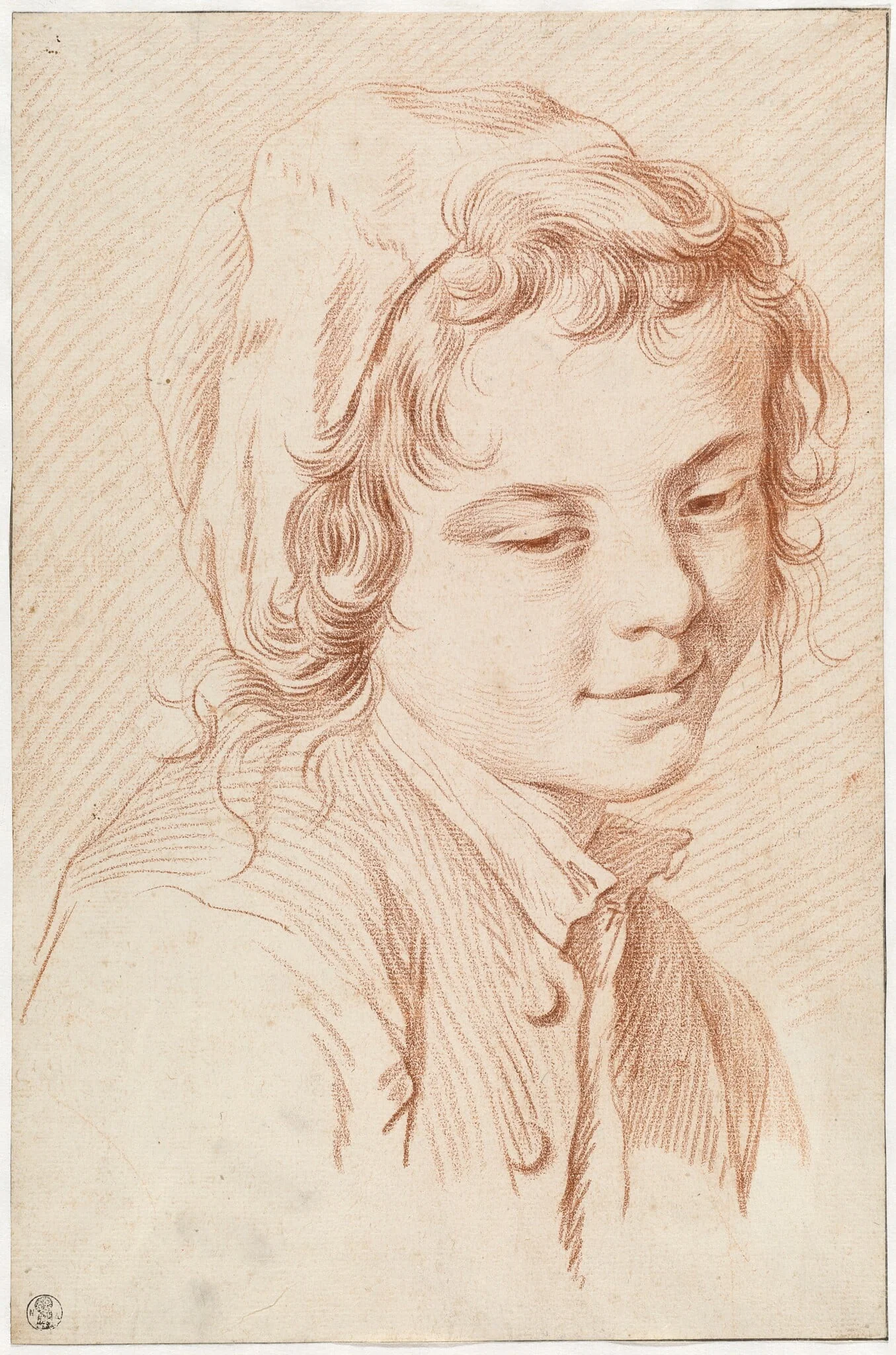 Head of a Boy, by Edme Bouchardon, chalk, 1740