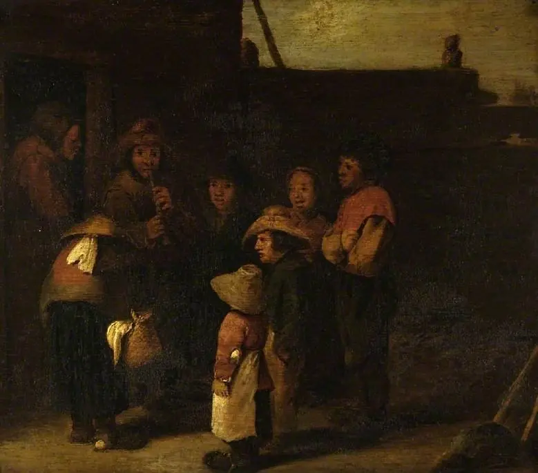 Village scene with figures