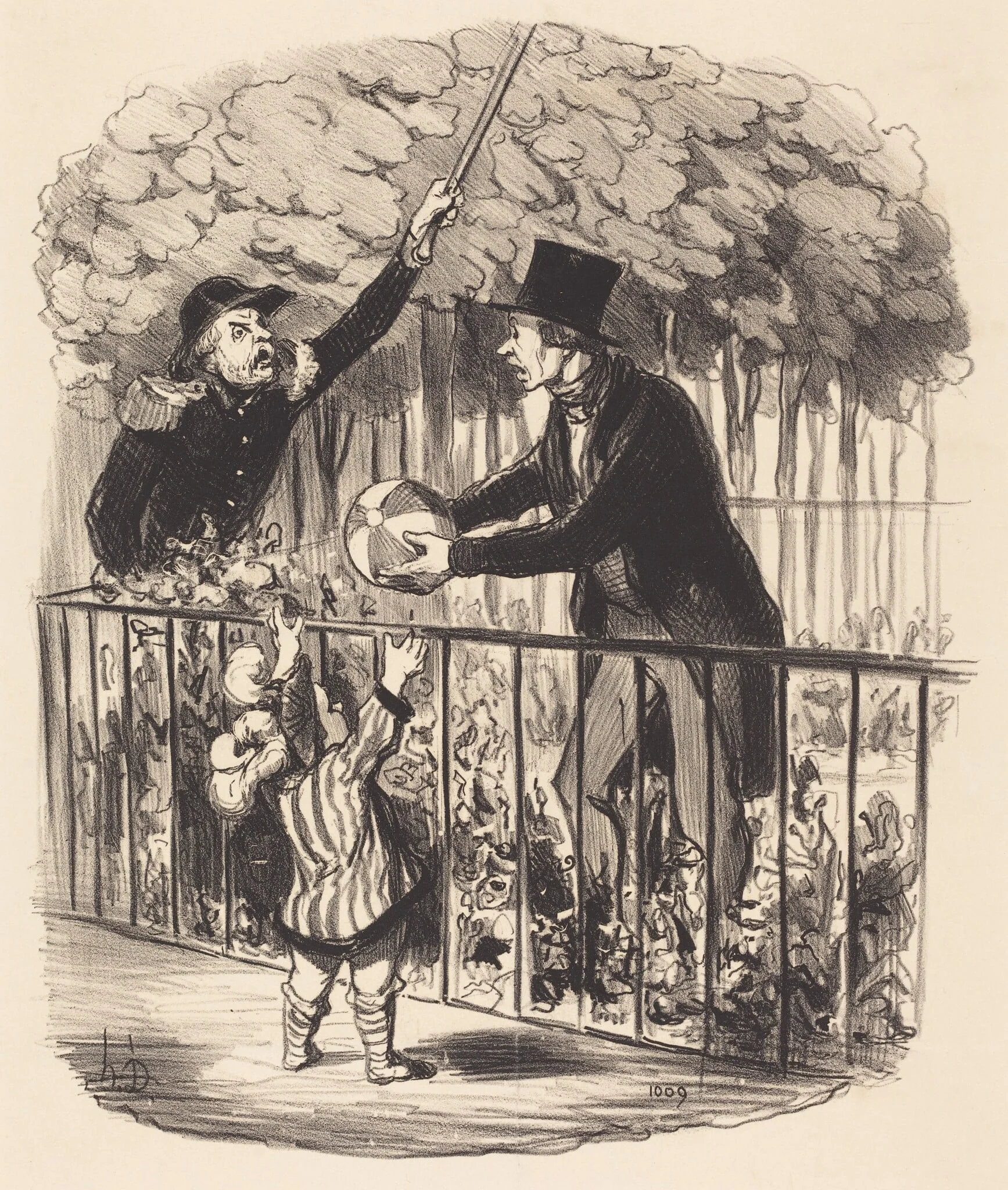 Mais puisque j'vous dis que c'est son ballon..., by Honoré Daumier, ink, 1847