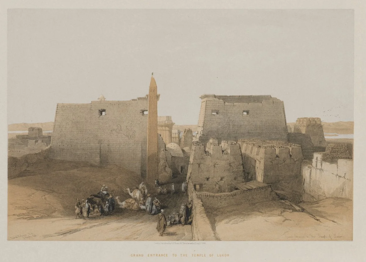 Egypt and Nubia, Volume II: Grand Entrance to the Temple of Luxor, by Louis Haghe, 1848