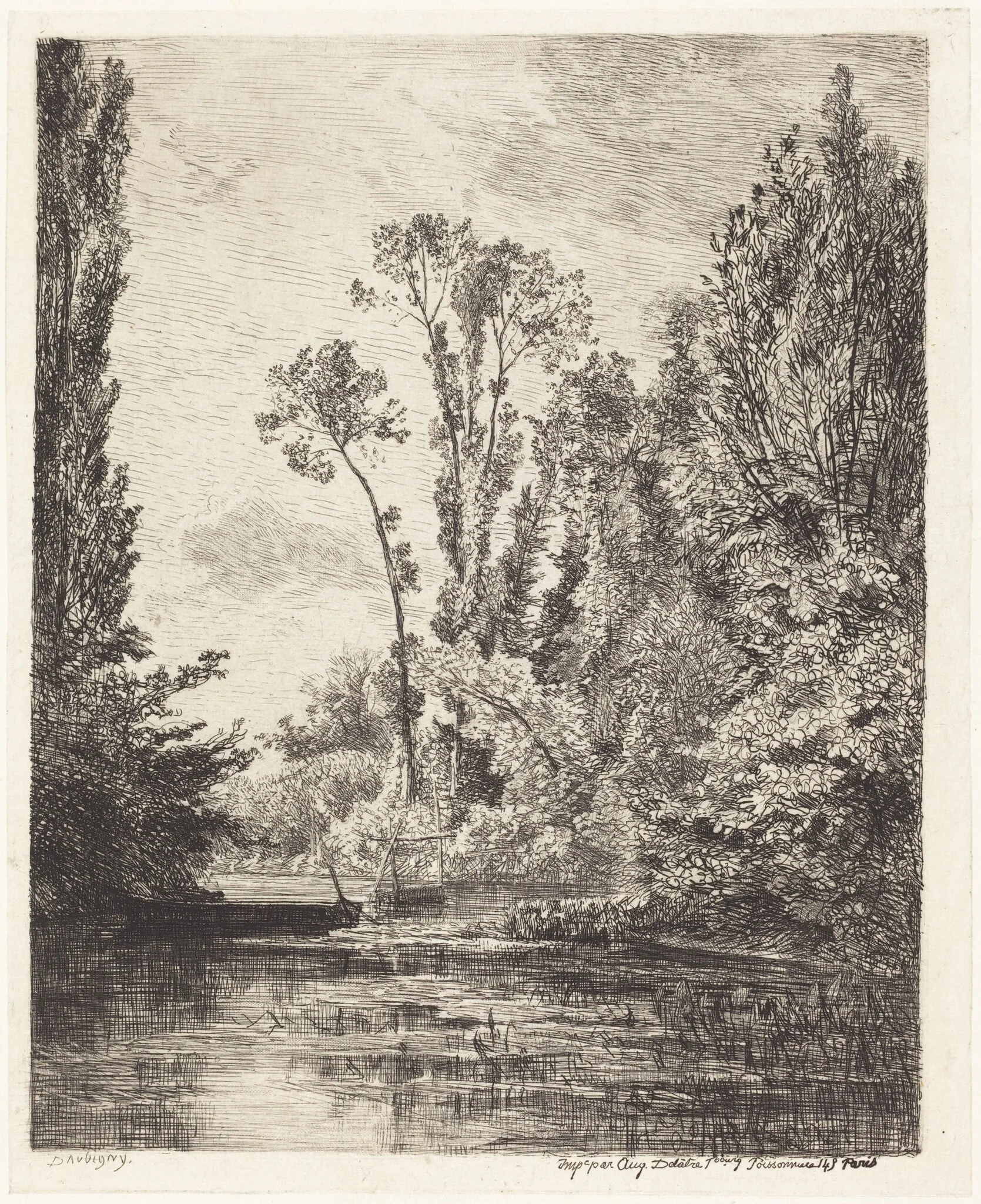 The Virgin Islands in Bezons (Les Iles vierges a Bezons), by Charles François Daubigny, ink, 1850