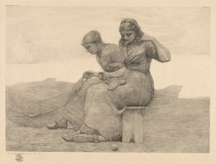 Mending the Tears, by Winslow Homer, 1888