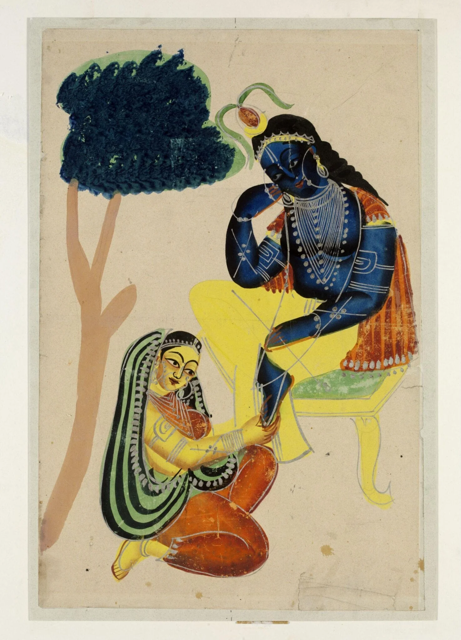 Radha and Krishna, by Unknown, paint, 1880