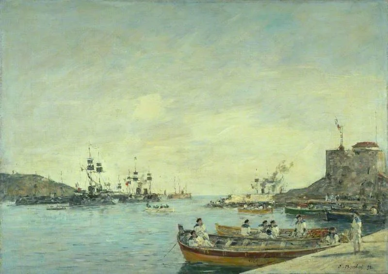 Villefranche Harbour, by Eugène Boudin, oil, 1896