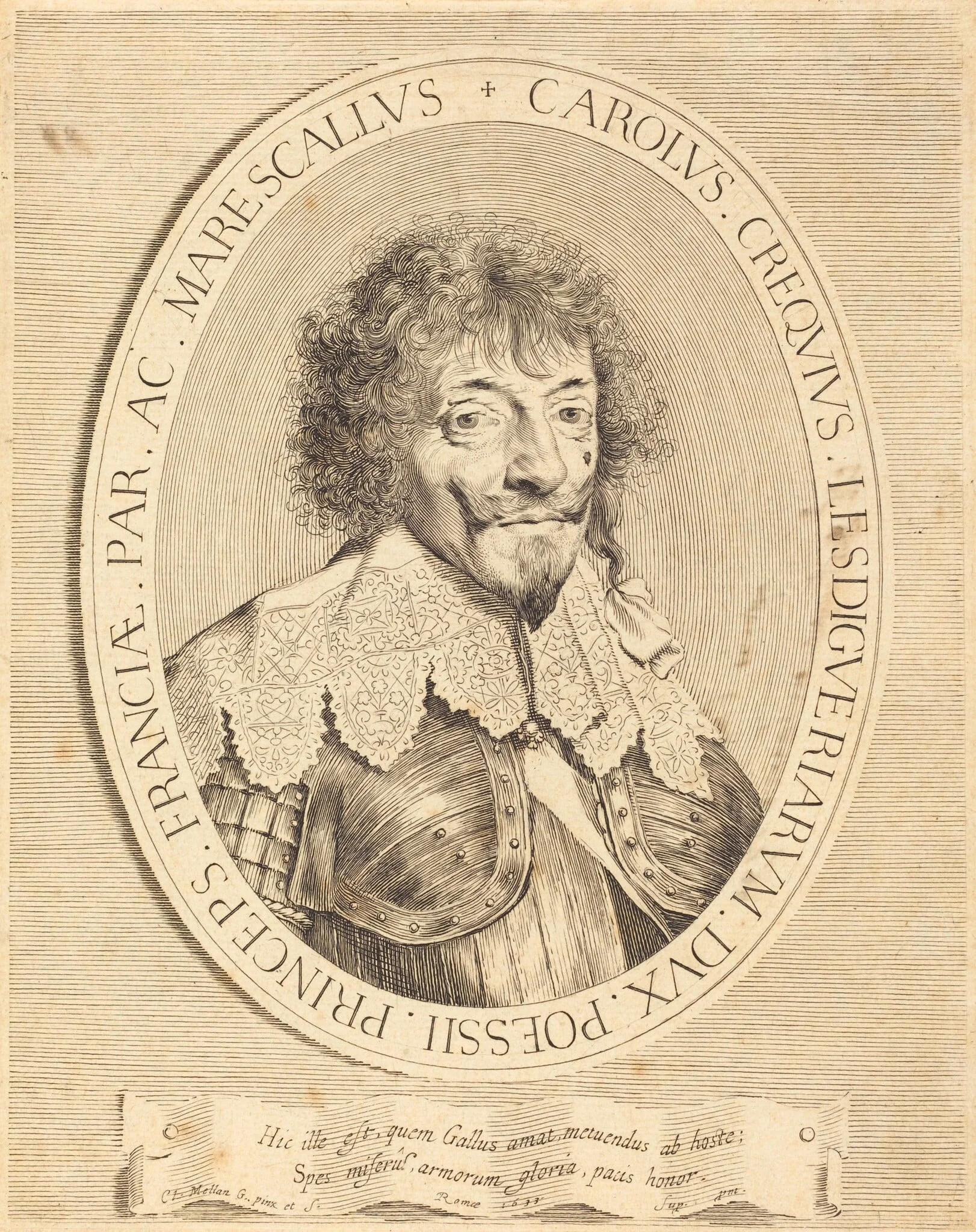 Charles I de Crequi, Duke of Lesdiguières, by Claude Mellan, ink, 1633