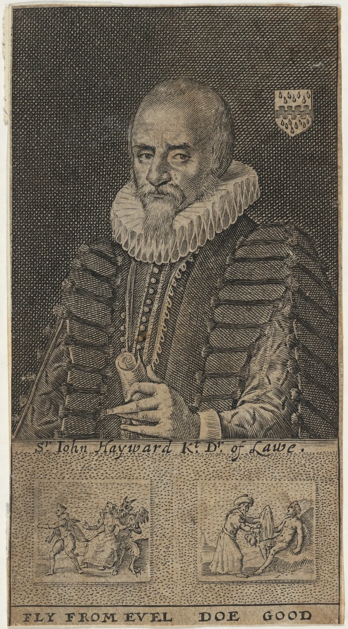 Sir John Hayward, Historian, by Willem de Passe, ink, 1630